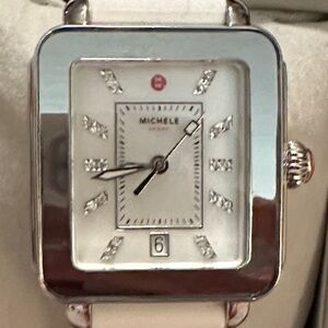 Michele Silver and White Women's Watch